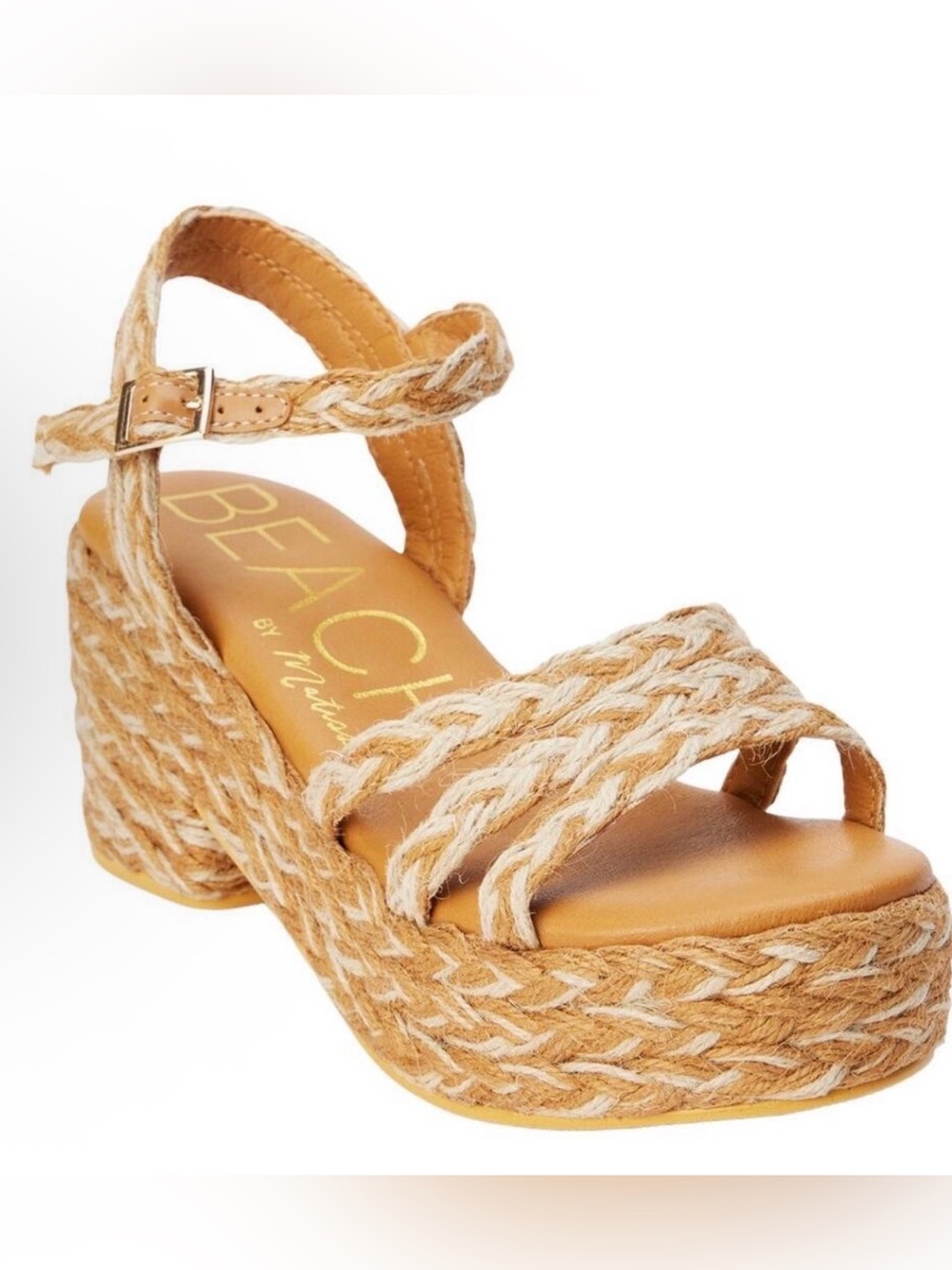 Beach by MUK LUKS Tan Braided Espadrille Wedge Sandals